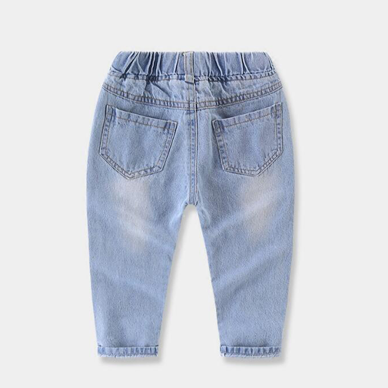 Jongens Gescheurde Jeans Mode Big Gat Jeans Elastische Taille Solid Denim Dunne Baby Jongens Jeans Baby denim Broek