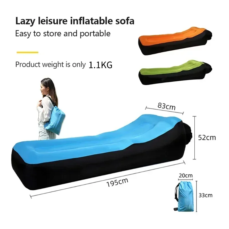 Aufblasbare Sofa-Matratze, zusammenklappbare Campingmatte, Luftbett, Einzelgröße, draussen-Isomatte für Ausflüge, Kissen, tragbare draussen-matt