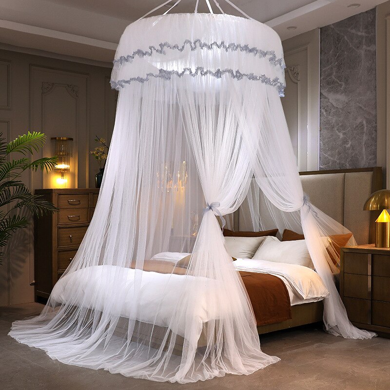Königin König Bett Moskito Netz Prinzessin Stil Kuppel Weiß Grau Rosa Blick Anti-insekt Anti Moskito Netz Bett Volant