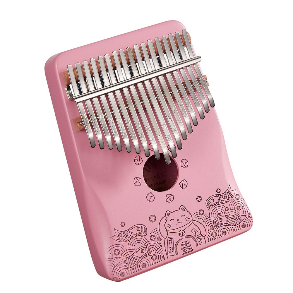 1 einstellen 17 Schlüssel Kalimba Musical Instrument Mahagoni Holz Daumen Finger Klavier Afrikanische Sanza Mbira mit stimmen Hammer Aufkleber Rosa