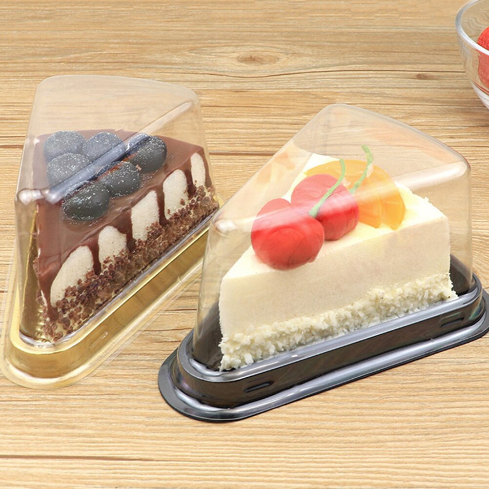 100pcs Transparent Triangle Mousse Cake Boxes Single Cupcake Container