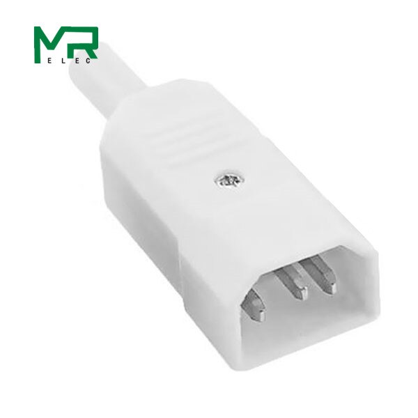 Conector de enchufe de Cable recto IEC 10A 250V, conector de alimentación recargable C13 C14, toma de CA de 3 pines: male head  white