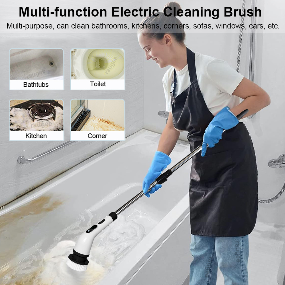Electric Cleaning Brush with 9 Replaceable Brush Head Electric Spin Scrubber for Bathroom Toilet Windows Wireless Cleaning Brush