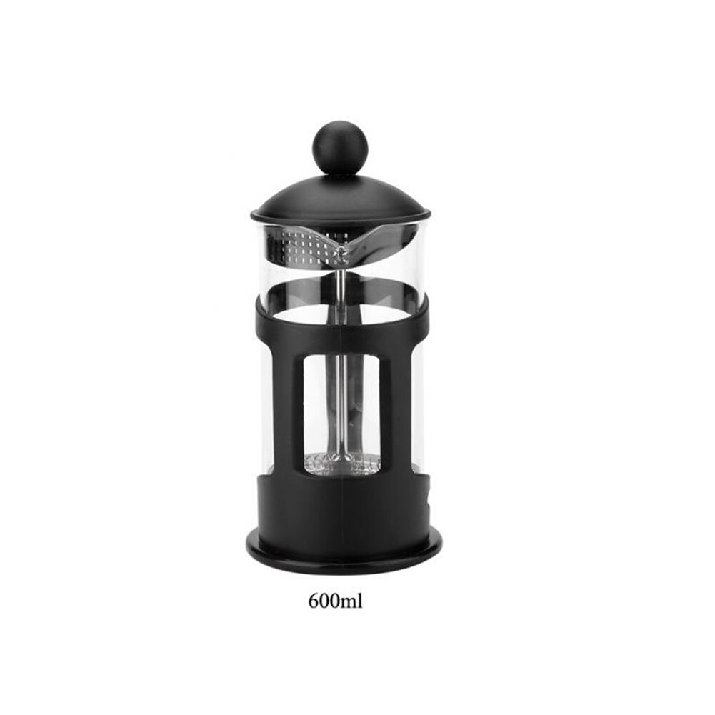 3 kokoa 350ml/600ml/1000ml kulutusta kestävä kahvipannu suurikapasiteettinen kannettava kahvi-teelasipannu ruostumattomasta teräksestä valmistetuilla suodattimilla: Hopea