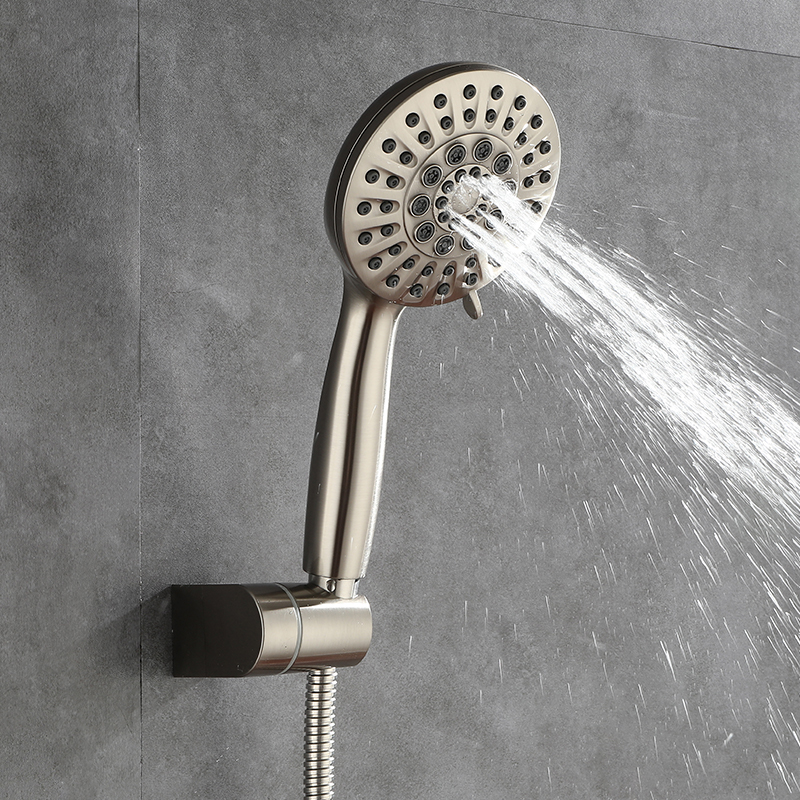 Douchekop Handdouche Hogedruk verstelbare spray Handdouchekoppen Geborsteld nikkel Wandgemonteerde doucheset 6-jets