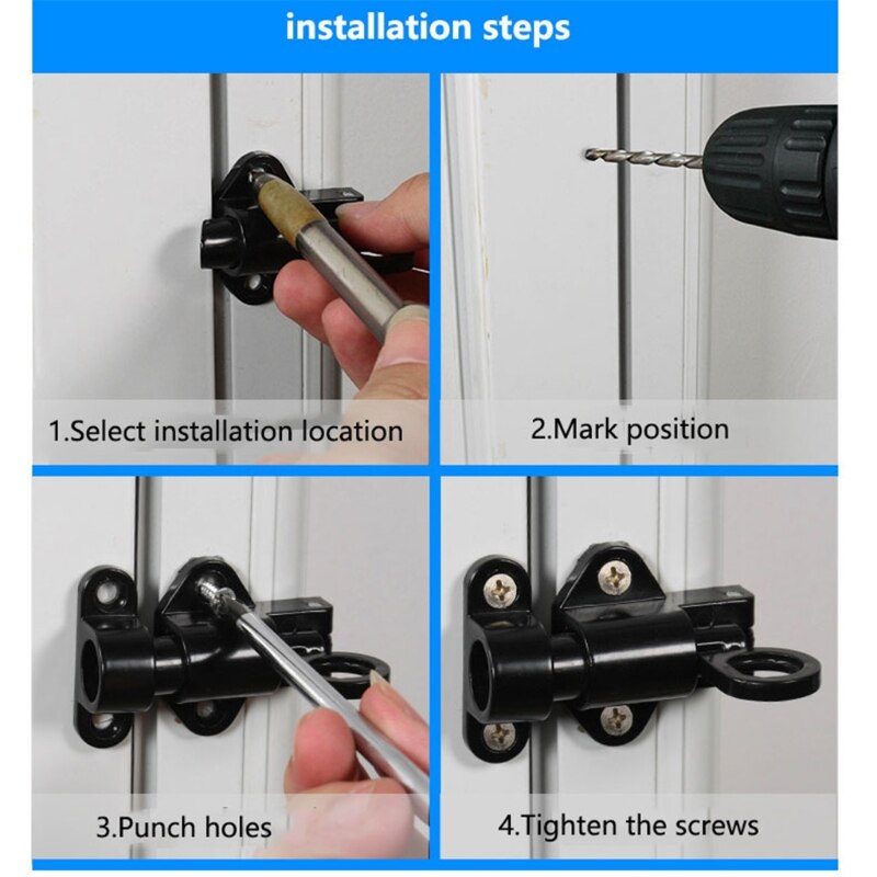 Aluminum Alloy Automatic Window Gate Lock Automatic Spring Latch Window Door Bolt Latch Safety Lever Handle Sweep Latch
