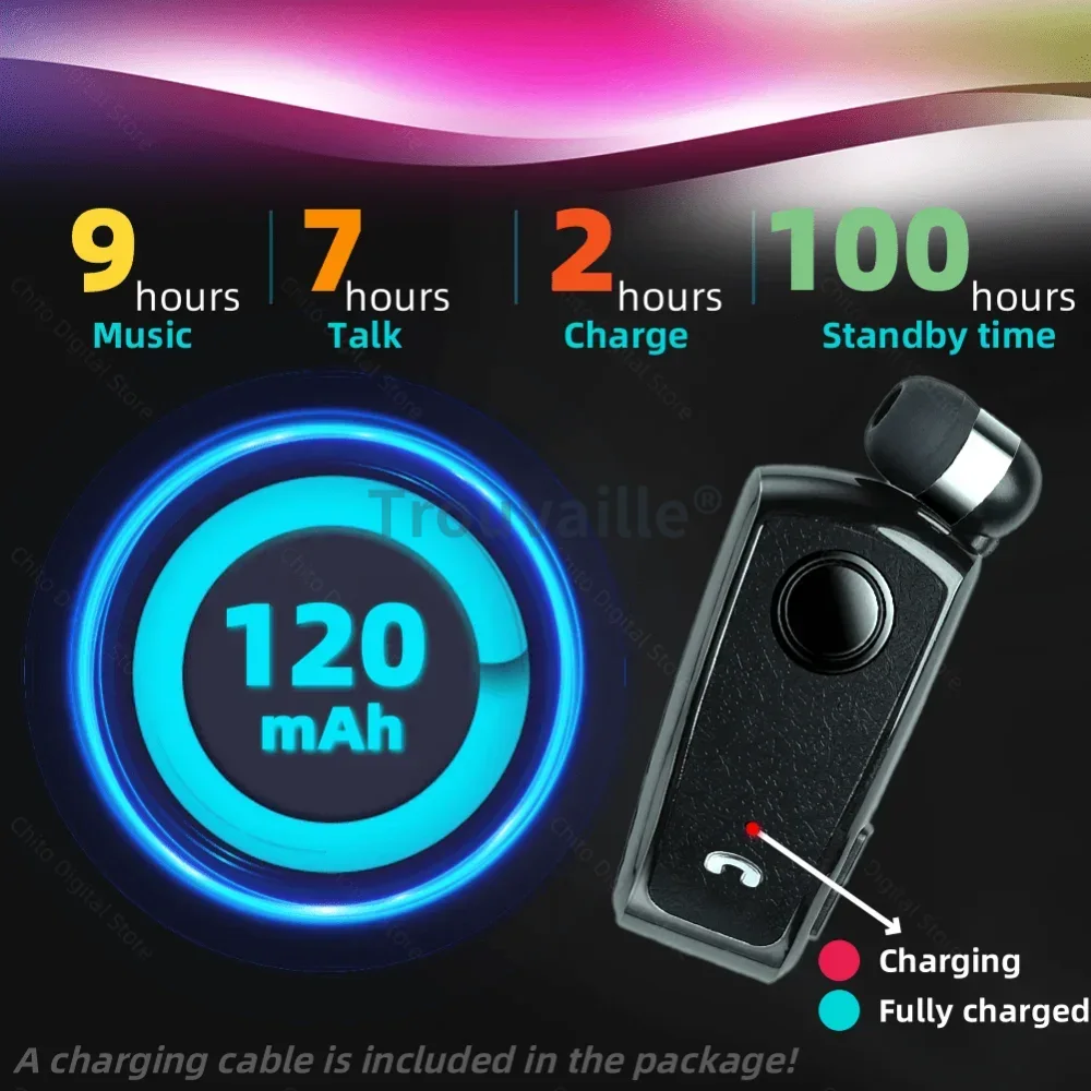 Trouvaille auriculares inalámbricos oreja en loto auriculares Bluetooth auriculares vibratorios auriculares manos libres baratos con cable retráctil