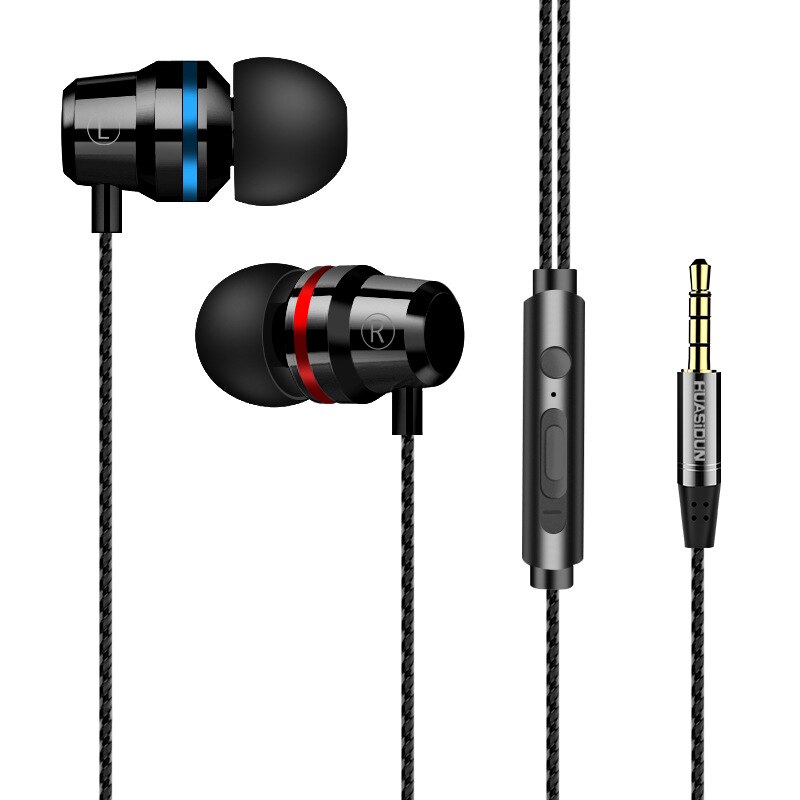Chaure oordopjes met draad, in-ear stereobas voor telefoon met microfoon, metalen oordopjes voor xiaomi samsung muziek sport gaming oordopjes 3.5mm: Mysterieus zwart