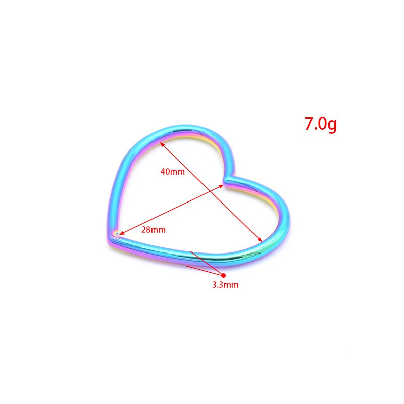 5x Color Metal Heart Ring For Leather Choker Collar Necklace, Heart Buckle For Leather Collar: rainbow color