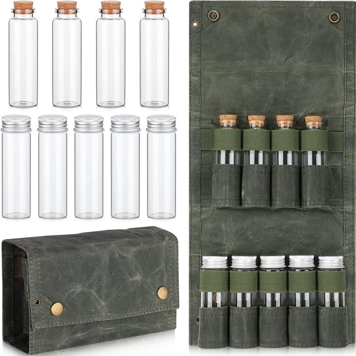Draagbare Kruidenzak Met 9 Kruidenpotjes Kruidenfleshouder Met Mini Kruidenfles Outdoor Camping Bbq Picknick: YELLOW