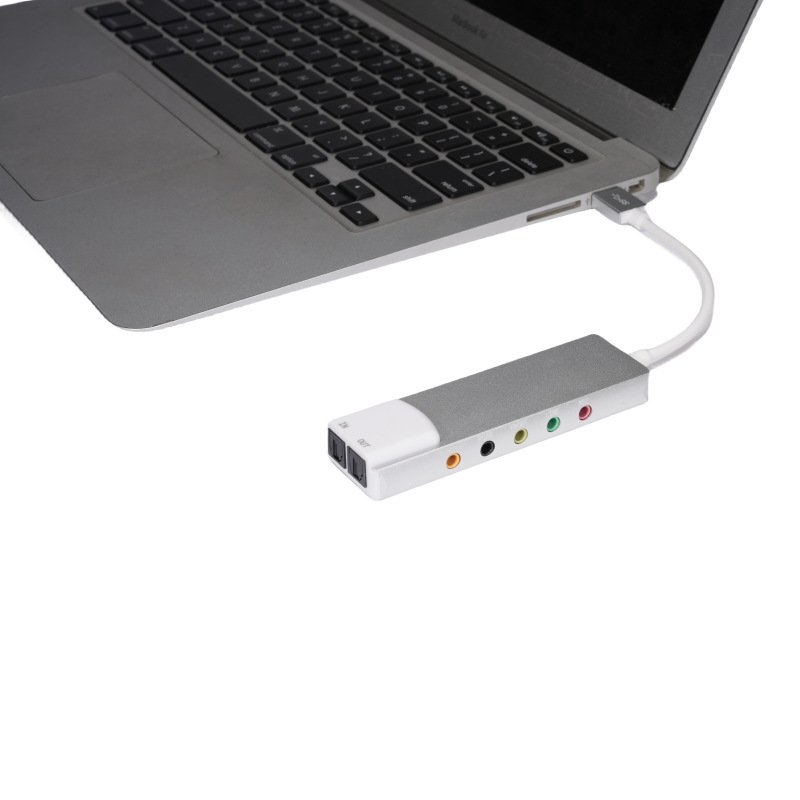Usb Sound Card High Usb Fiber Optic Spdif Sound Card for Computer External Multifunction Support Ac-3 Dts-compatible 5.1: silver