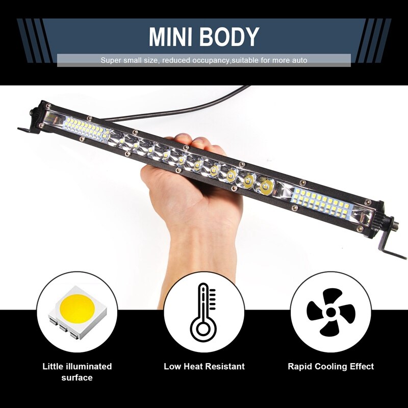 LED Light Bar 13 Inch Single Row LED Light Bar Spot Flood Combo Driving Off Road Light Bar LED Work Light for Truck ATV, UTV, SU