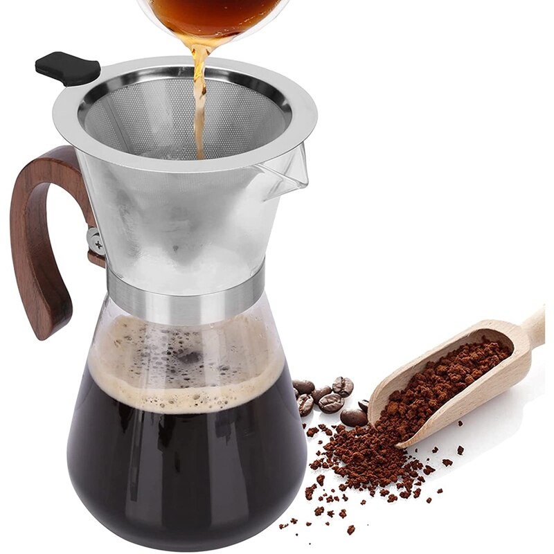 Coffee Pour over Coffee Dripper Brewer Pour Over, Manual Coffee Maker, Glass Pour over Coffee Maker Decanter
