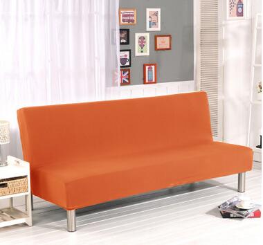 Solid Color Solid Sofa Cover Elastic fabric sofa cover Sofa Slipcover Candy Green All-inclusive Cover For Couch Without Armrest: orange