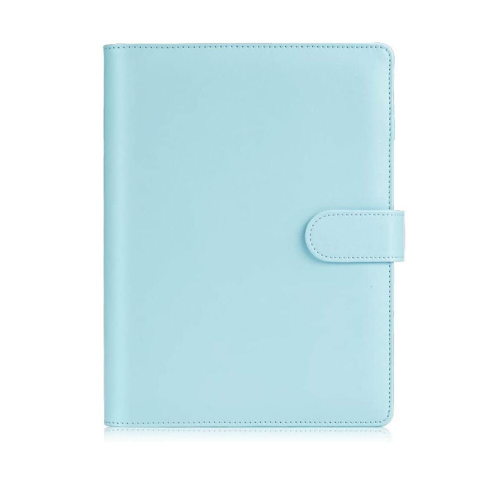 Classeur en cuir A5, carnet de notes à 6 anneaux au , organisateur personnel avec fermeture à boucle magnétique: Blue