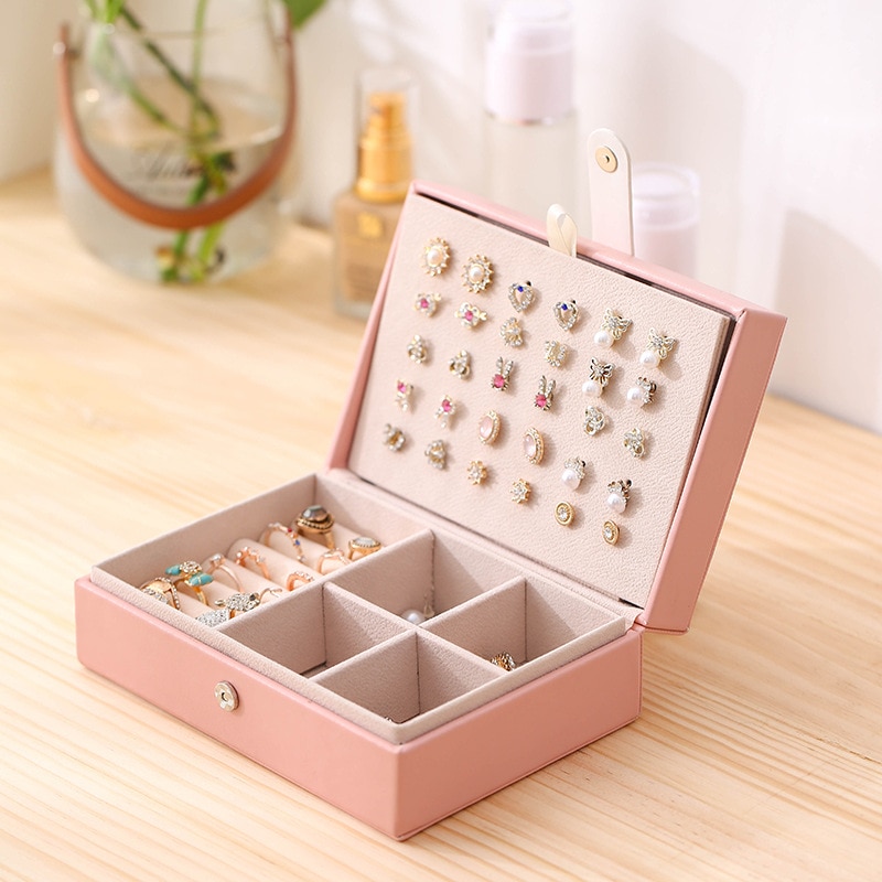 Caja de anillo con de cuero para joyería, caja de anillo con de de , ideal para