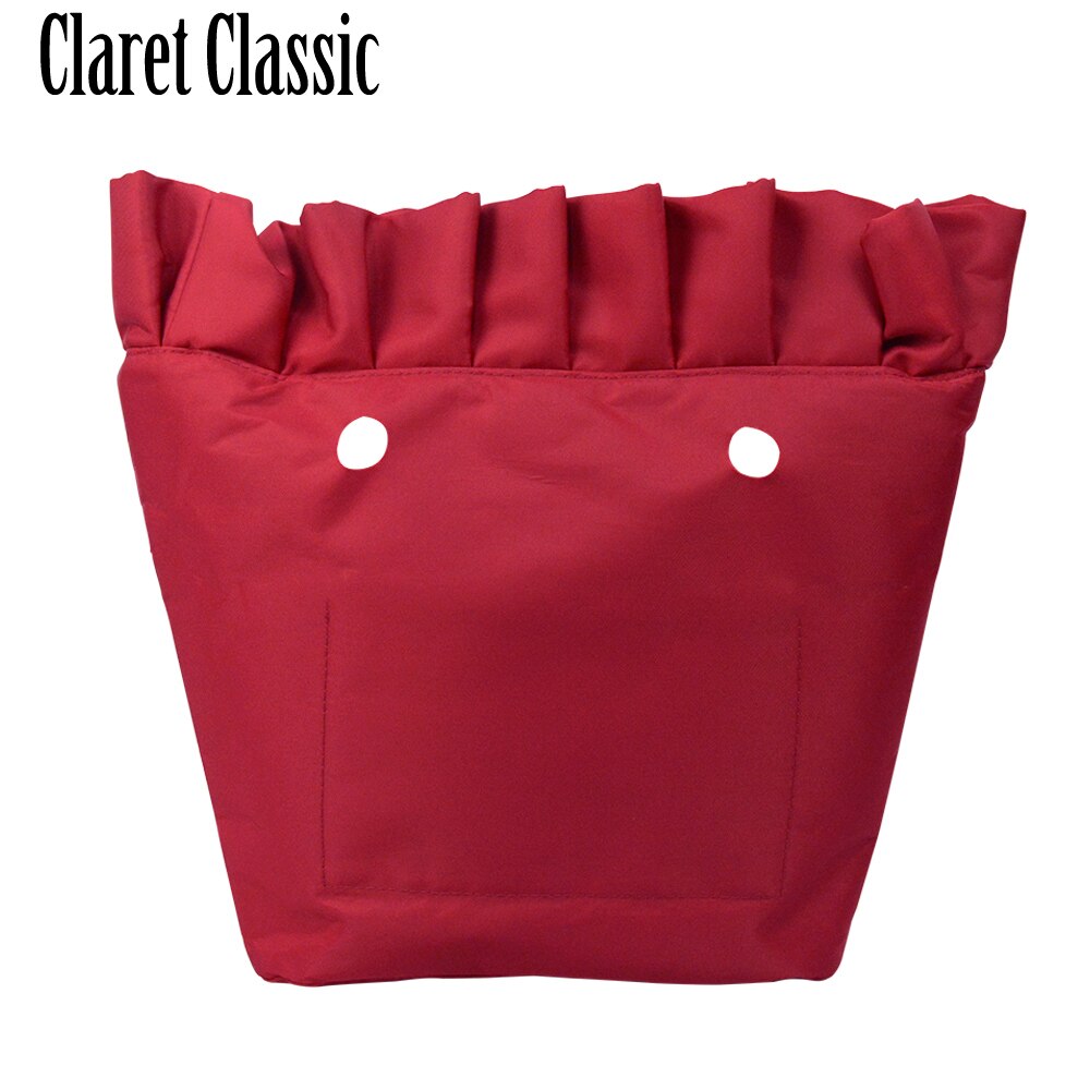 Tanqu Frill Pleat Soild Fabric Waterproof Inner Lining Insert Zipper Pocket for Classic Mini Obag Inner Pocket for O Bag: claret classic