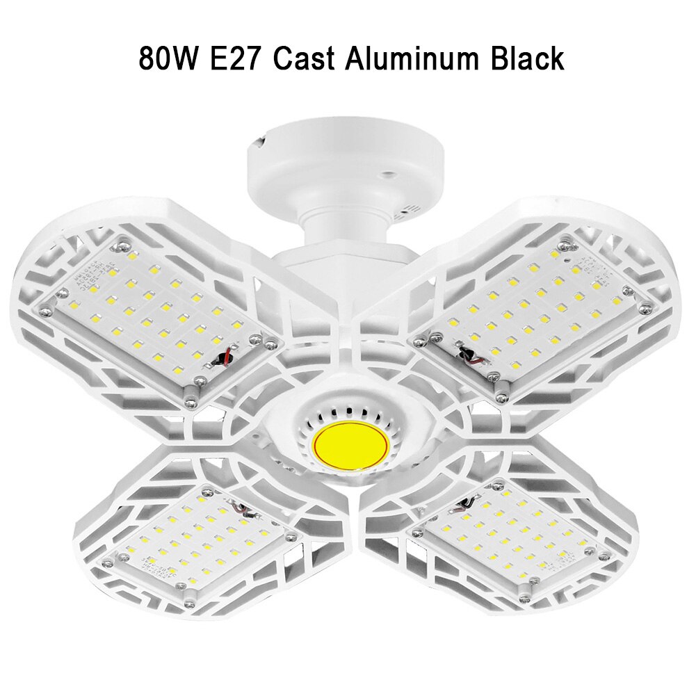E27 80W Industrial Deformable Lamp Workshop LED Garage Light Hollowed Out Warehouse Motion Sensor Barn Ceiling Easy Install: Cast Aluminum Black