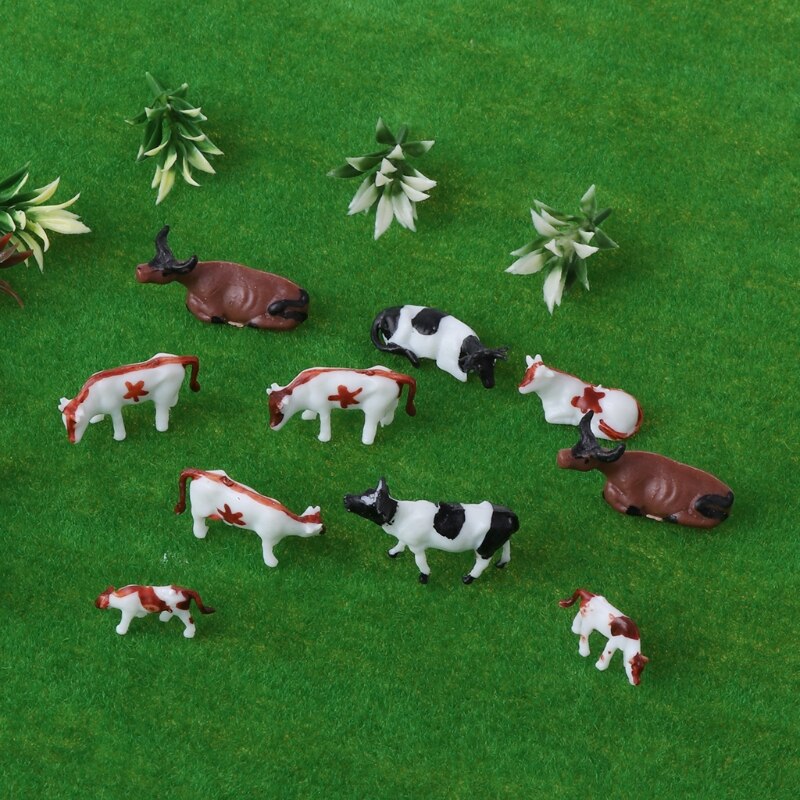 Maqueta de vaca colorida Diy, escala HO, juguetes de construcción en miniatura, 10 Uds.