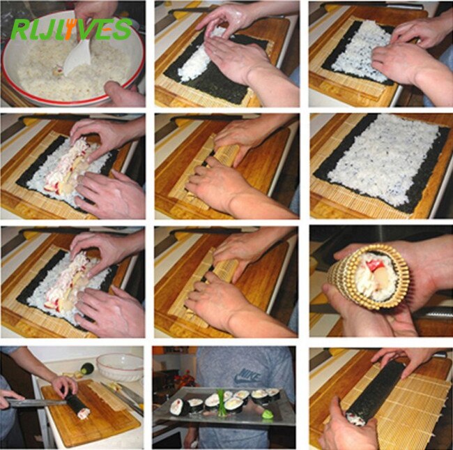 Sushi roller roller bambu diy sushi matta onigiri ris roller hand maker sushi verktyg kök japansk sushi maker