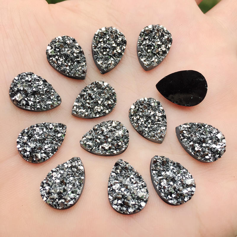 Diy 50 Stuks 9*13Mm Glitters Ab Kleuren Minerale Oppervlak Resin Plaksteen Cabochon Diy Bruiloft Decoratie ambachten-A57