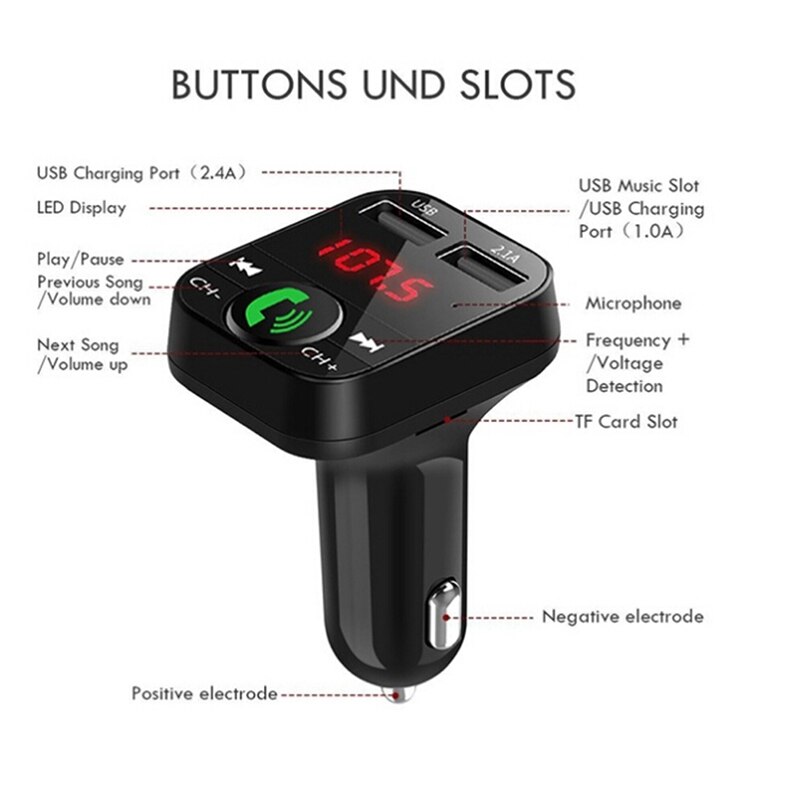 Draadloze Bluetooth Fm-zender LCD MP3 Speler USB Lader Auto MP3 Speler Handsfree Car Kit