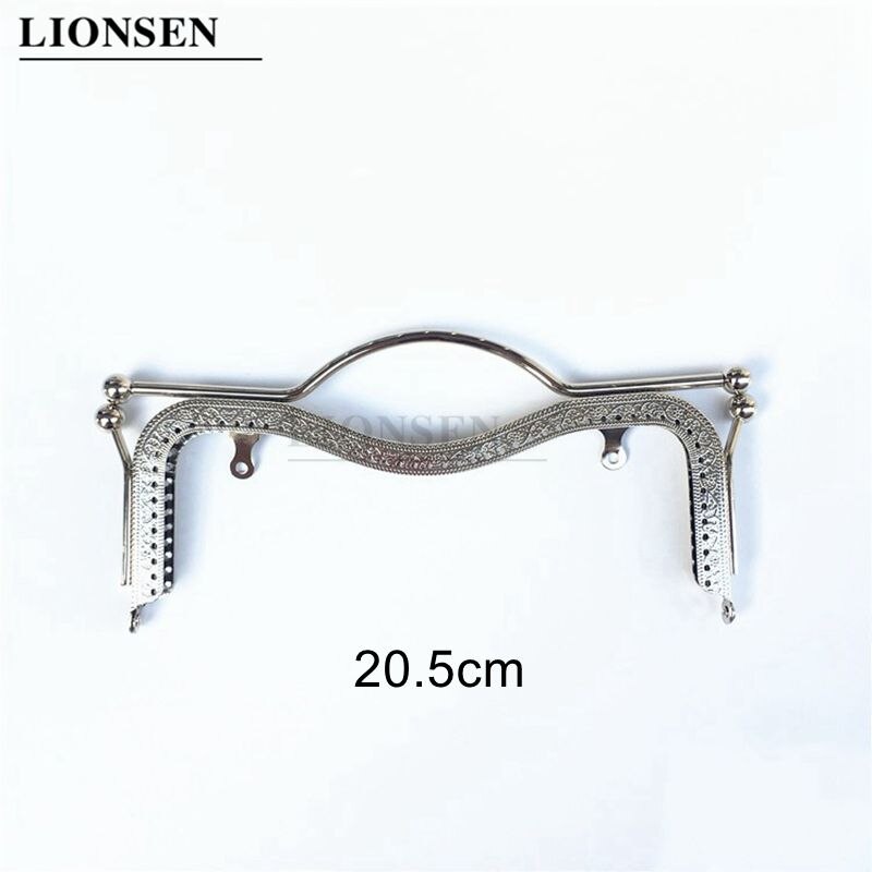 LIONSEN 20.5CM Lip-shaped Metal Purse Frame Handle Clutch Bag Accessories Kiss Clasp Lock Bronze Embossing HandBag Hardware: Silver