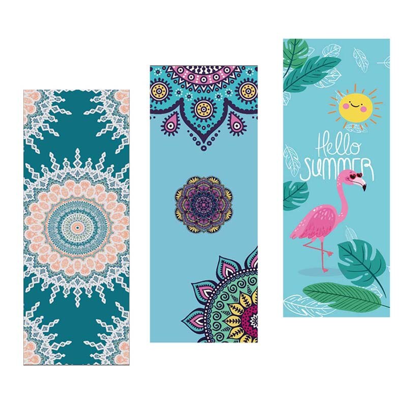 Toalla de Yoga antideslizante para viajes, manta plegable para ejercicio físico, Pilates, esterilla de Yoga impresa de secado rápido, cubierta de 185x68cm