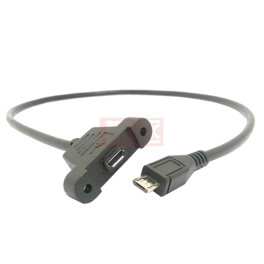 Micro USB USB 2.0 Male Connector to Micro USB 2.0 Female Extension Cable 30cm 50cm With screws Panel Mount Hole