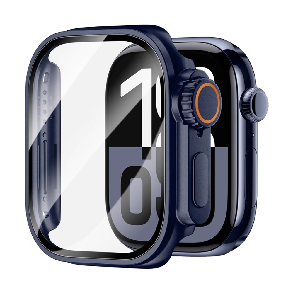 Screen Protector for Apple Watch Case 46mm 42mm 45mm 40mm 44mm 41mm PC Cover+Glass Film Change To Ultra Series 10 9 8 7 6 5 4 SE: Wine Red / 7 Inches & Above