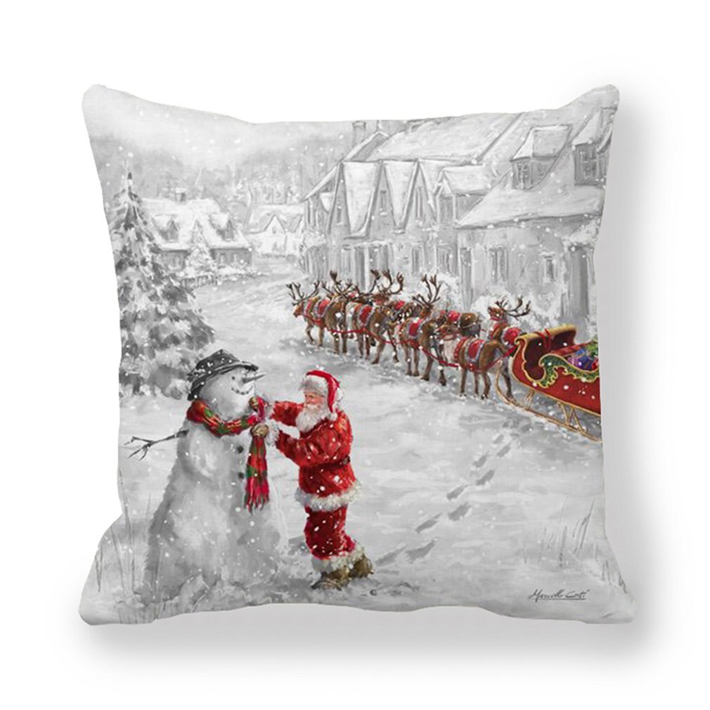 Eland hert kerstman sneeuwpop kerst kussenhoes sierkussen kerst jaar decoratie huisdecoratie polyester kussensloop: 36