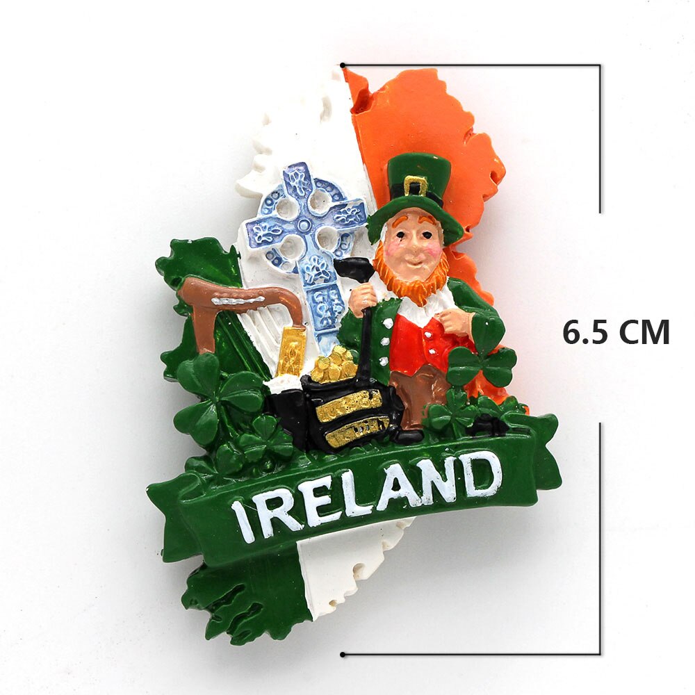 Northern Europe Irish dwarf cartoon character lamb souvenirs stereo resin fridge magnets stick 3d refrigerator home decoration: A-R-ID