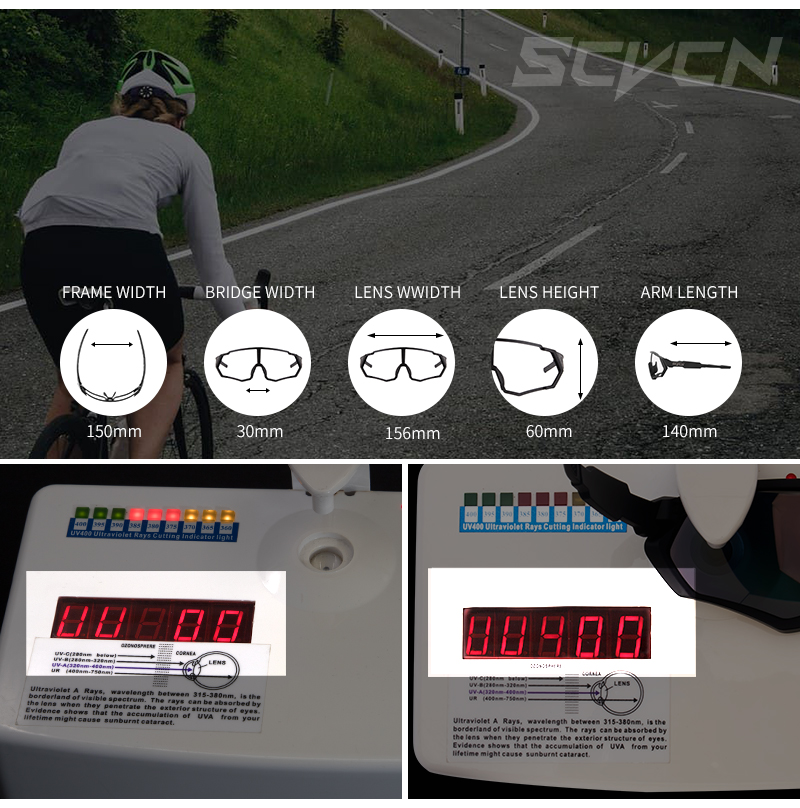 SCVCN Outdoor Road Driving Bicycle Glasses UV400 Sunglasses MTB Men Women Sports Protection Eyewear Runing Cycling Goggles