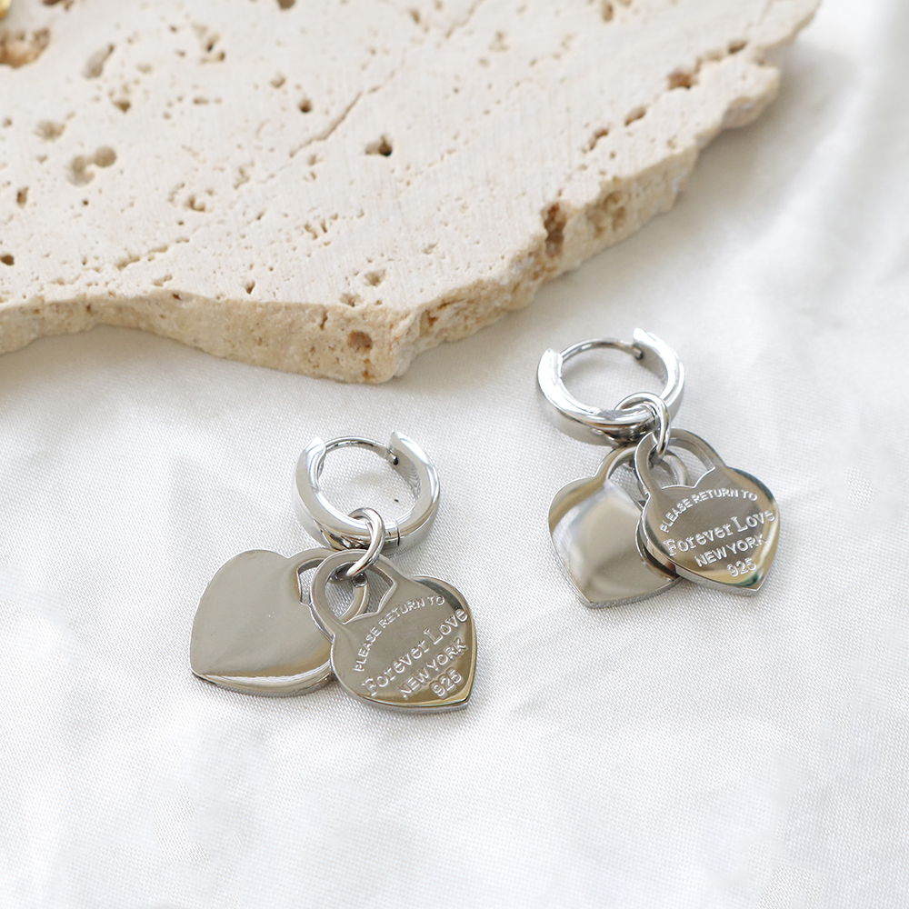 Stainless Steel Trend Lover's Heart Earrings for Women Girls Heart-Shaped Pendant Small Hoop Earrings Charm Love Jewelry