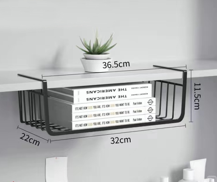 Metall Eisen Küche Organizer Regal Schreibtisch Schrank Lagerung Gestell Unter Tisch Hängen Gittergewebe Korb Kleiderschrank Halfter: Licht Gelb