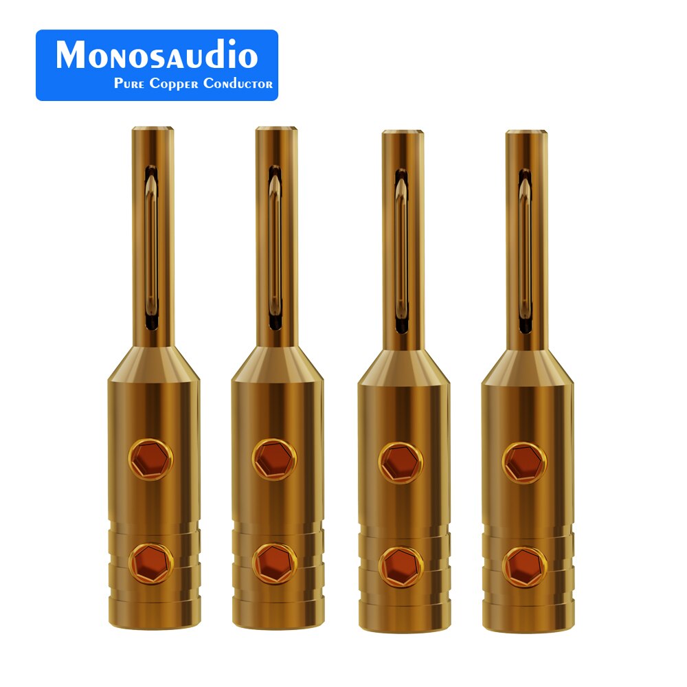 Monoaudio B80 99.998% connecteur de fiche banane en cuivre pur rouge plaqué or/Rhodium, prise de câble Audio pour haut-parleur: 4Pcs B80G