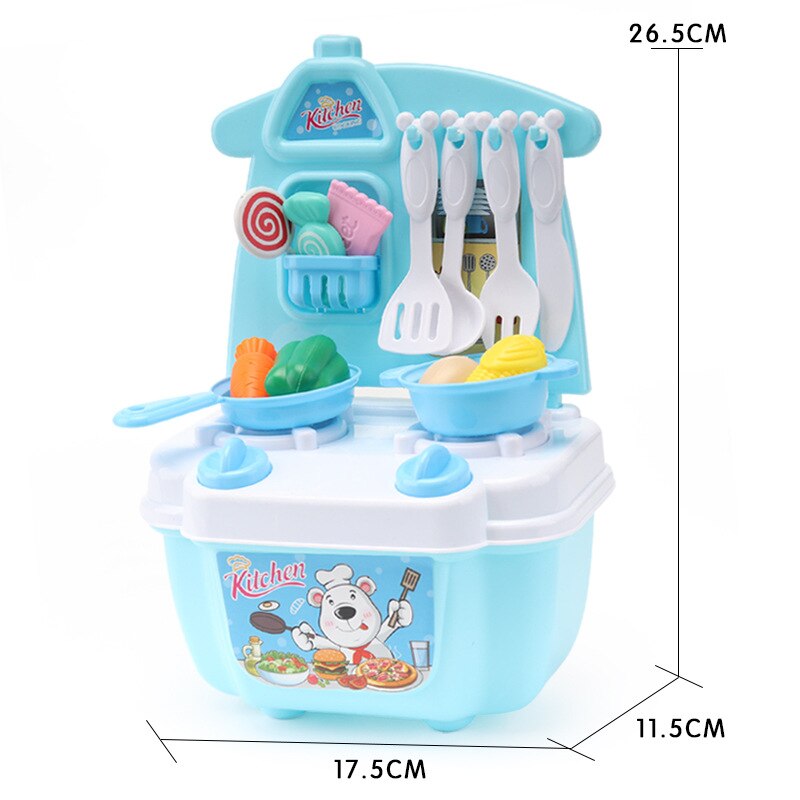 freundlicher Küche Spielzeug Spielen Haus Modell Küche Kochen Koch Licht Enthalten Licht Klang Mädchen'S und JUNGEN: klein Nummer Küche Blau  Elektrizität Anbieter Kasten  