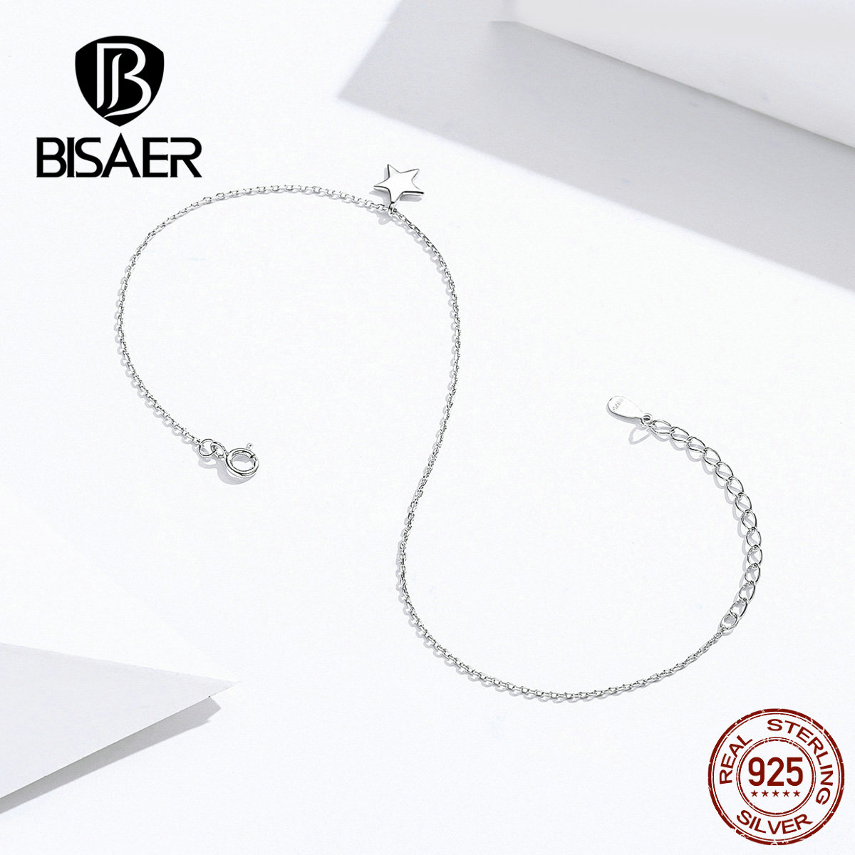 Bisaer Enkelbandje 100% 925 Sterling Silver Chain Animal Vlinder Patroon Armband Voor Vrouwen Been Elegante Mode Sieraden HST009