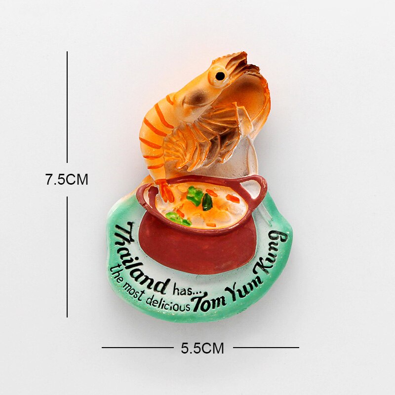 Thailand Pattaya elephant Shrimp soup 3D magnetic refrigerator paste souvenir Bangkok fridge magnets Collection home decoration: dongyingong soup