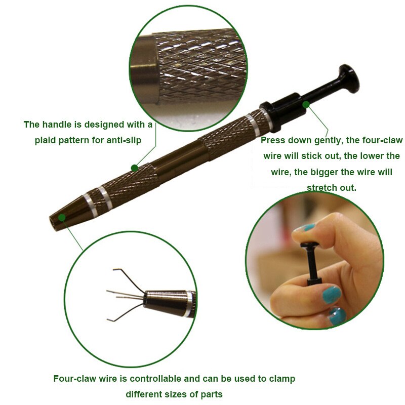 Four Claw Metal Grabber Precision Parts Grabber IC Chip Components Catcher Tools QJY99