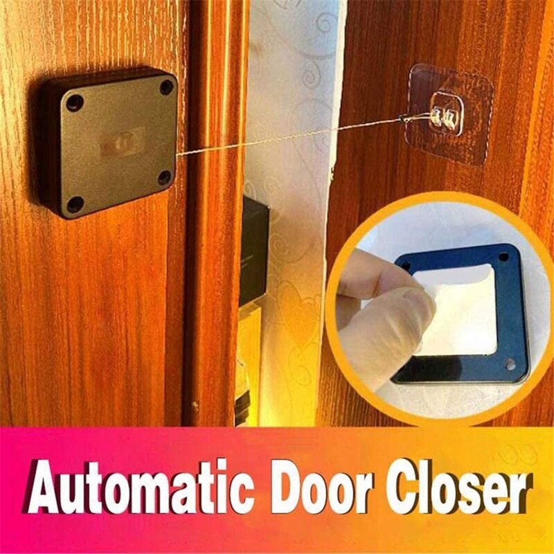 Cuerda de alambre automática para cerrar puertas, caja de tracción antirrobo que puede cerrar automáticamente todas las puertas (negro)