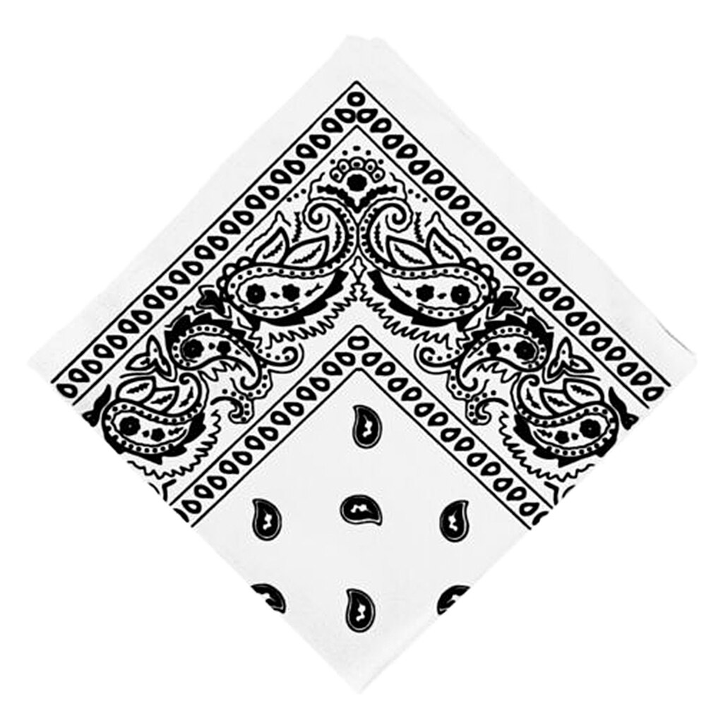 100% Cotton Paisley Cowboy Bandana Scarf Hip Hop Men Women Head Wrap Neck Wristband Handkerchief Sports Headwear: White