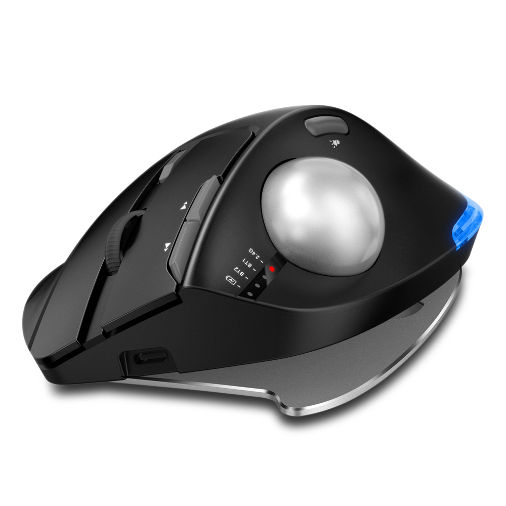 Lefon F33/F26C/F35B souris Trackball/souris ergonomique Bluetooth 2.4G souris Rollerball Rechargeable sans fil pour dessin de bureau PC: Black