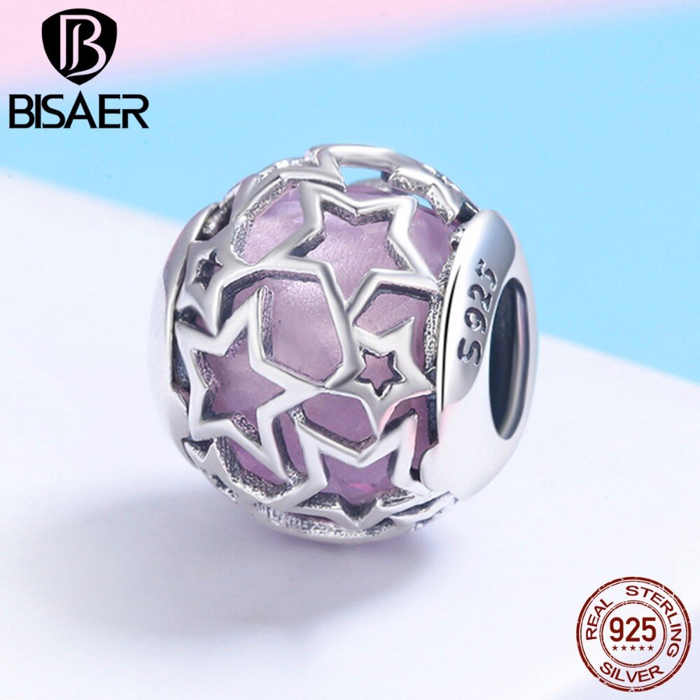 4 farbe 100% 925 Sterling Silber Klar CZ, blendend Lila Stern Reize Perle passen Charme Armbänder Sterling Silber Schmuck Machen