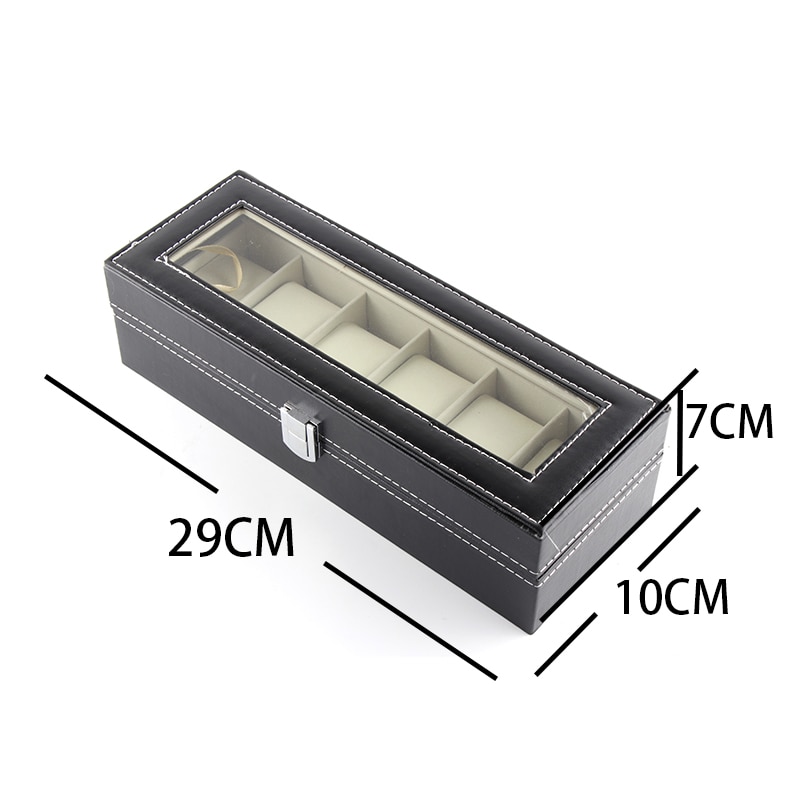 1/3/6 Grids Watch Box Lederen Horloge Case Houder Organisator Opbergdoos Voor Quartz Horloges Sieraden Dozen Display Roll beste Cadeau: 6 grid