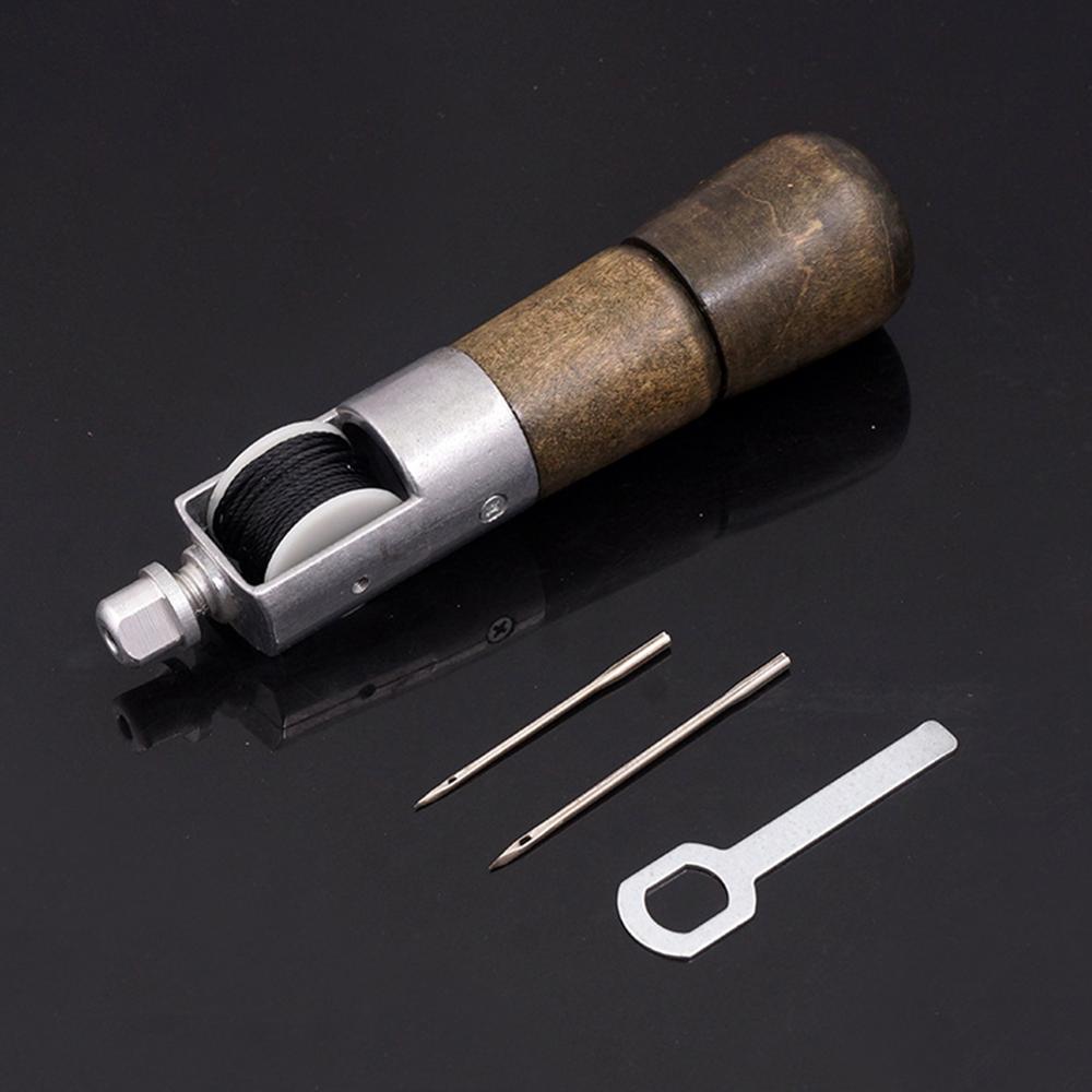 4 unids/set costura de cuero de herramientas de bricolaje a mano de cuero máquina de coser con agujas para artesanía de cuero bordado de borde cinturón tiras Zapatero