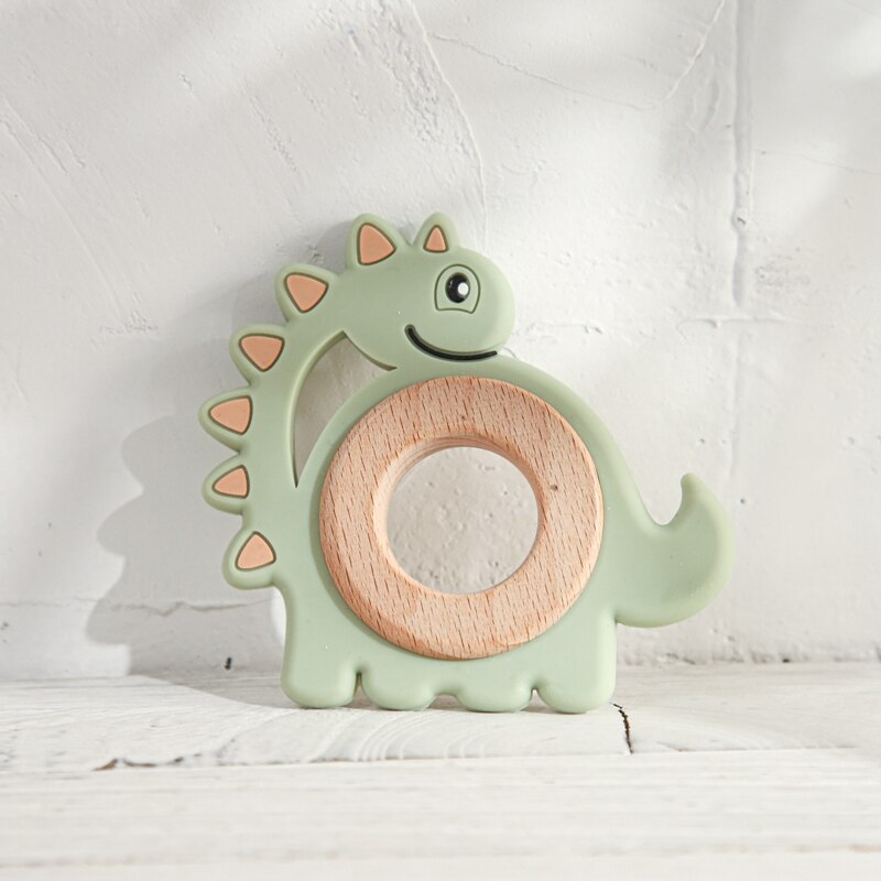 1Set Set di giocattoli da bagno per bambini asciugamano da bagno per bambini pietre preziose in legno sonaglio braccialetto uncinetto giocattoli prodotti da bagno per neonati regali di nascita per neonati: 1pc green teether