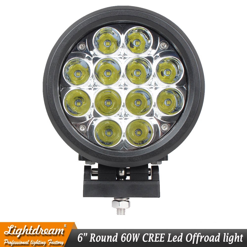 6 inch led lights Driving 60W Round Led OffRoad Lights 12V Spotlights HeadLight 4x4 Truck+ Protect Cover 12Leds x1pc
