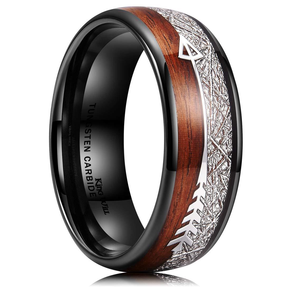 Stainless Steel Ring Wood Inlay Arrow Inlay Ring Wedding Men Jewelry: 6 / black