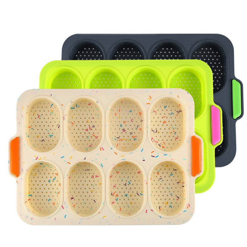 8 galler non-stick gör-det-själv bra flexibilitet fransk värmebeständig hamburgare lätt att släppa baka bröd silikon kakform praktisk